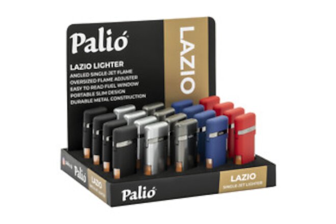 Palio Lazio Lighters Assorted Colors (Black, Silver, Gunmetal, Blue & Red), 20