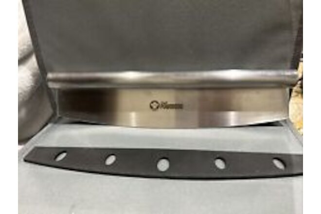 Chef Pomodoro Pizza Cutter Rocker Knife with Protective Cover, 14"