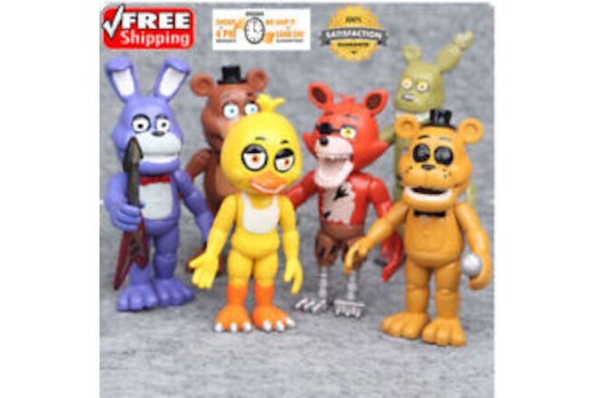 4" 6PCS FNAF Five Nights At Freddy's Action Figures Pairty Cake Topper Kids Toy