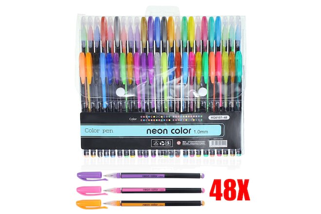 48 Unique Colors (No Duplicates) Gel Pens Gel Pen Set for Adult Coloring Book US