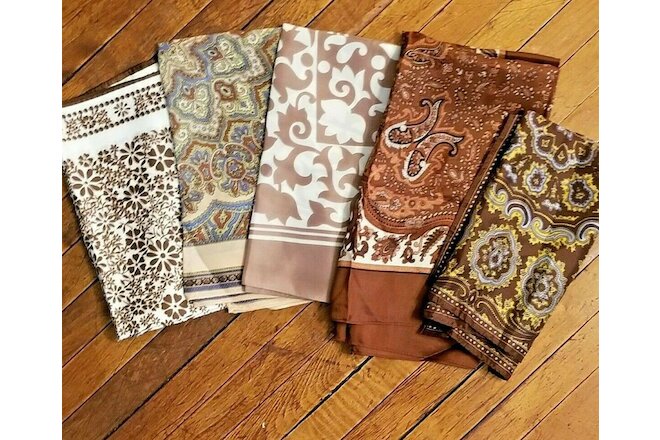 Lot of (5) vintage Scarves Browns/Tans /Paisley Never worn