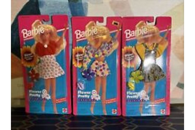 BARBIE FLOWER PRETTY FASHIONS with Hairband 1995 MATTEL 68580-Set Of 3