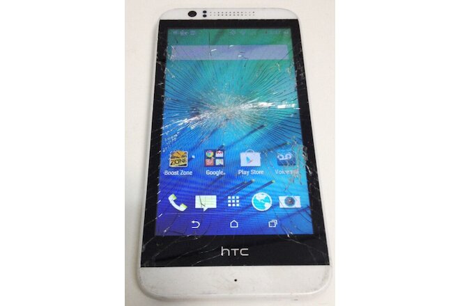 HTC Desire 510 4G LTE  White Boost Mobile Android Cracked Screen for Parts