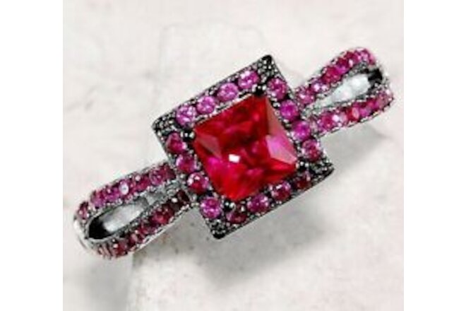 2CT Natural Ruby 925 Solid Sterling Silver Filigree Ring Jewelry Sz 9 MB1