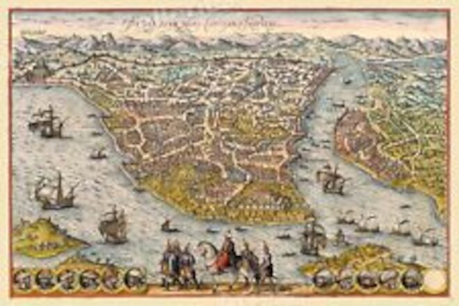 1576 Constantinople Ottoman Empire Historic Vintage Style Wall Map - 24x36