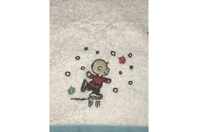Snoopy Christmas Winter Peanuts Hand Towel 16X26 White Charlie Brown 0703B