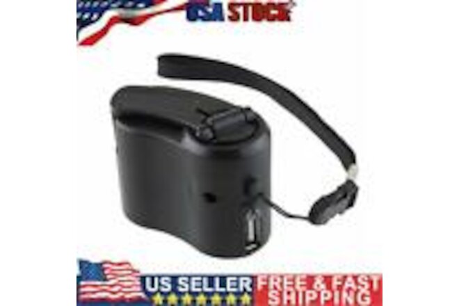 USB Phone Charger Emergency Hand Crank Power Generator for Camping (Black)