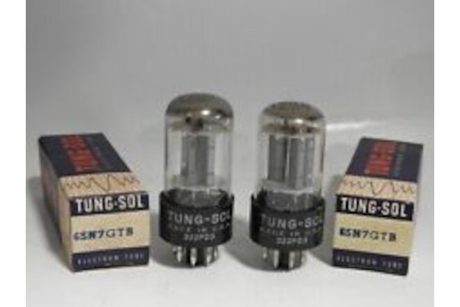 MATCHED PAIR NEW OLD STOCK BLACK PLATE TUNG-SOL 6SN7GTB TWIN TRIODE AUDIO TUBES