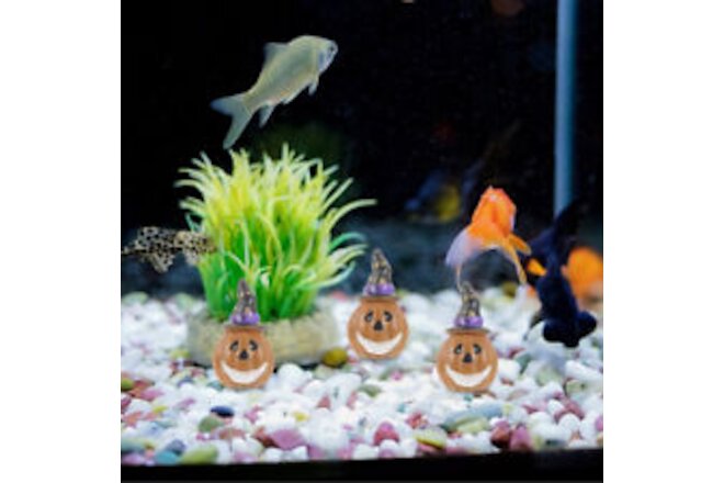 Halloween Resin Fish Tank Decor - Pumpkin, Ghost, Skull (2pcs)