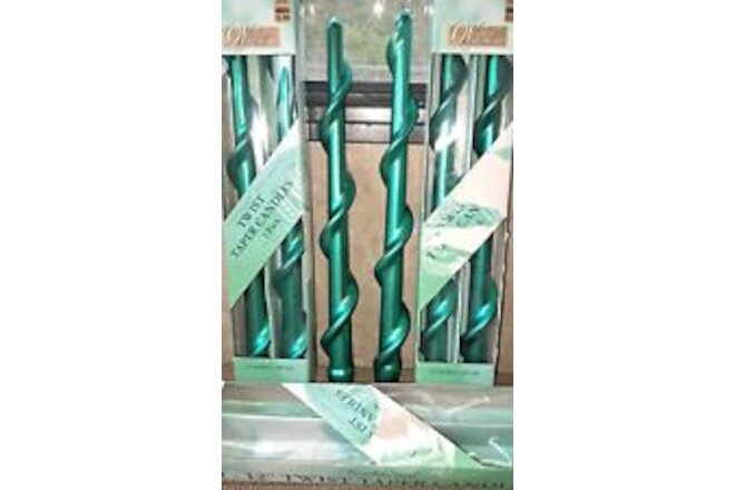 Vtg World Showcase Twist Taper Candles Shiny Green Original Pkg 6-candles