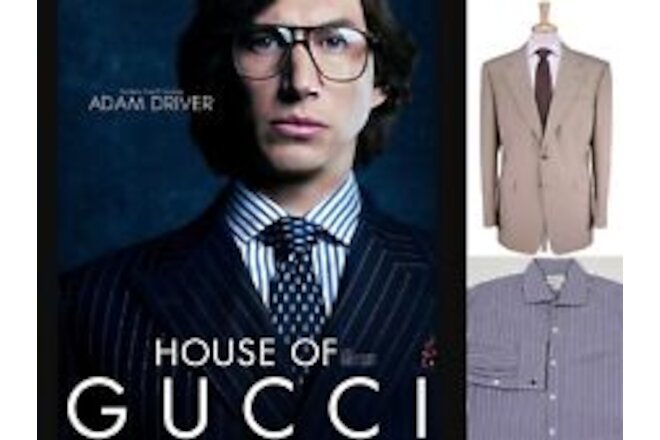 Leonard Logsdail House of Gucci Bespoke Suit For Adam Driver + Shirt & Tie 42L