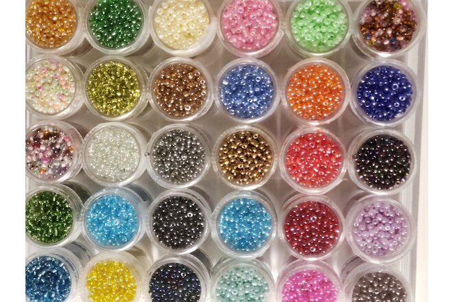 BULK LOT SALE-30 FULL Cylinders of 2mm Seed Beads  + Container + 30 FREE Charms