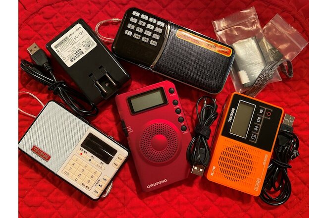 Lot of Four Great Small Radios with Nice Assortment of Extras-Must See! REDUCED!