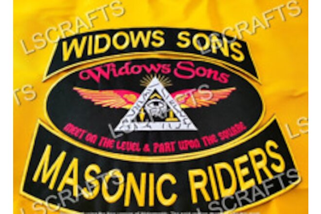 Customized Widows Sons Masonic Riders Embroidered Patches set of 3 PCS