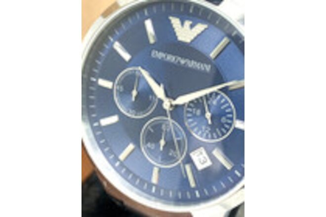 Emporio Armani Men's Watch AR2448 Quartz Chronograph Blue Dial Stainless Steel