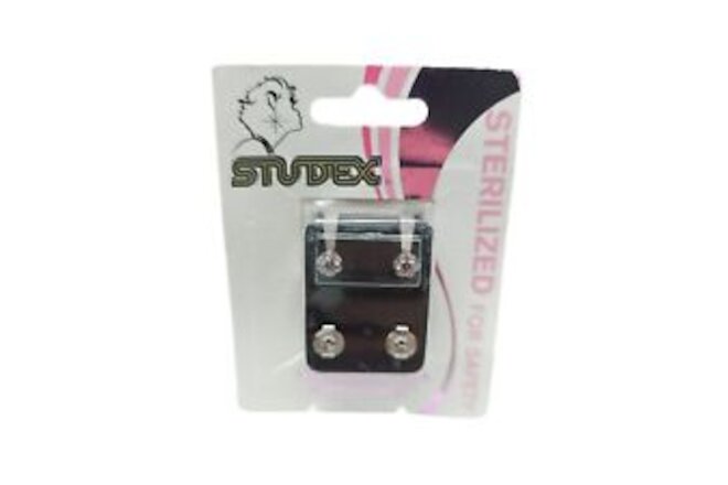 Studex Pink Clear Rhinestone Flower Studs Earrings Silver Tone Vintage