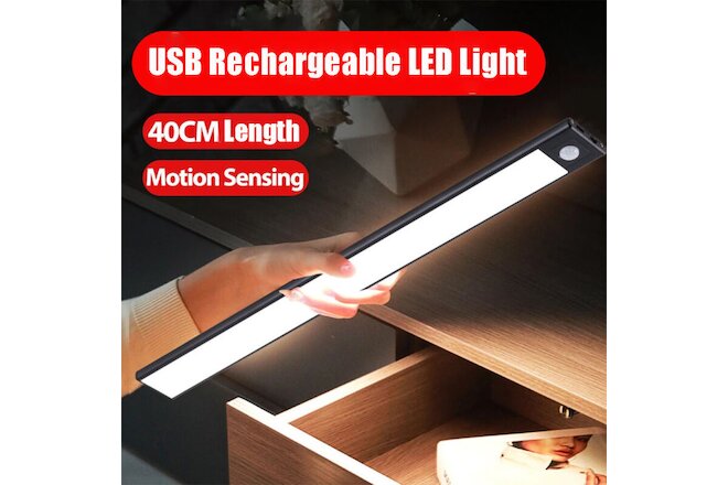 LED Motion Sensor Under Cabinet Closet Light USB Rechargeable Kitchen Lamp Strip
