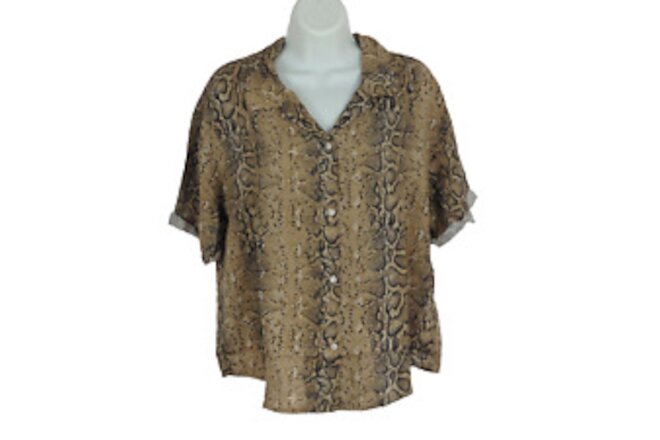 Wild Fable snake animal print womens size S craft brown 100% rayon short sleeve