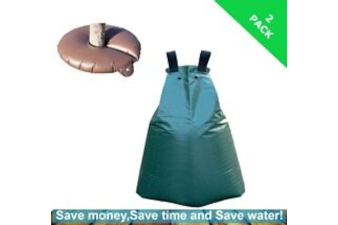 2 Pack - Tree Watering Bag & Ring, Slow Release, Drip Irrigation, PVC