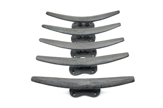 5 Cleat Boat Coat Hooks Tie Down Cast Iron Ship Nautical Decor Rustic 7 In.