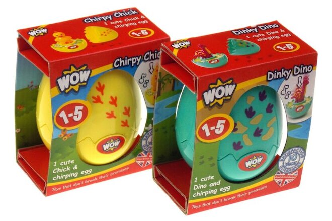 Wow Dinky Dino & Chirpy Chick Eggs Lot 2 Chicken Dinosaur Chirping Fun Kids Toy