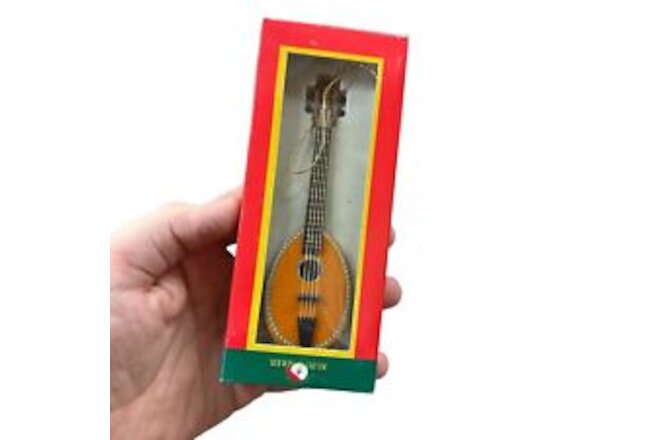 Kurt S Adler Mandolin 6" Christmas Ornament String Instrument J3538 Wood & Wire