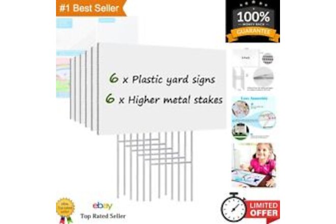 Corrugated Plastic Yard Signs with Stakes - 6 Pack - Customizable - 17x12 Inches