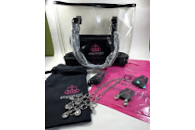 Paparazzi Logo Clear Tote Bag Black Apron Pink Sales Bags Necklace Earrings Set