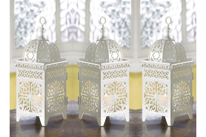 10 LOT WHITE MOROCCAN SCROLLWORK LANTERN CANDLE HOLDER WEDDING TABLE CENTERPIECE