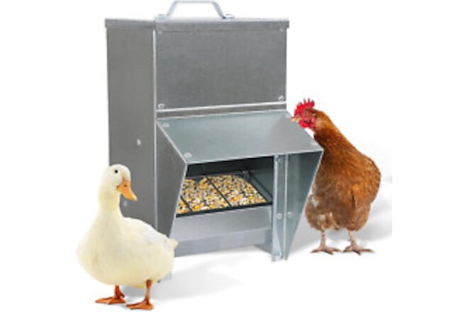 25Lb Capacity Galvanized Chicken Feeder Weatherproof Coop Dispenser