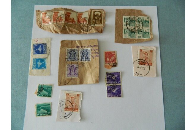 Vintage Stamps India & Thailand  Blue Purple Green Brown 1950-1980