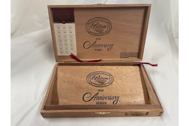 2 - Cigar Box PADRON Exclusivo  10.75x6.5x1.625 Wooden Storage Craft Guitar Size