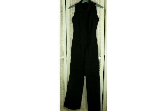 COLLOSEUM Vintage Black Jumpsuit EU Size 34 S Sleeveless Wide Leg Disco Festival