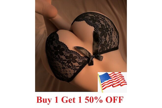Women Sexy Lace Briefs Crotchles G-string Thongs Lingerie Underwear Panties