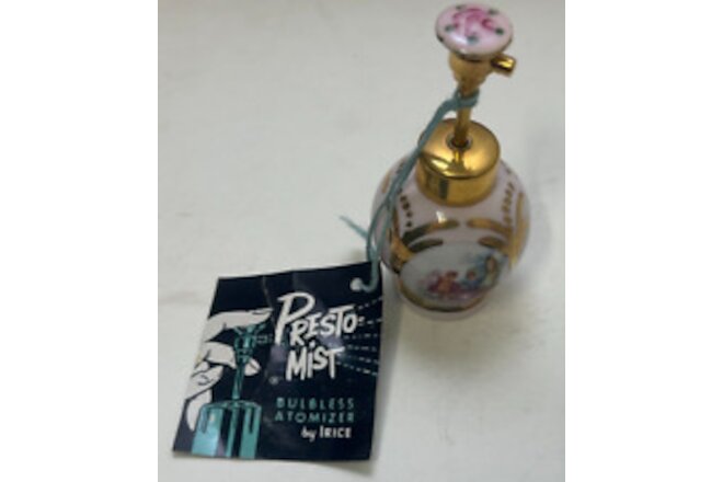 Vintage Presto Mist Bulbless Atomizer I.W. Rice Japan Hand Painted Pink