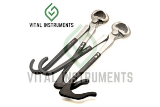 2 Pcs Hoof Nipper 9" Hand Held High Quality Stainless Steel Black Color Handle