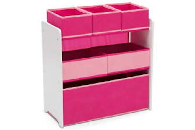 6 Bin Design and Store Toy Organizer, White/Pink