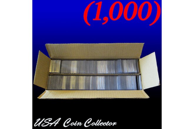 (1000) 2x2 Double Pocket Vinyl Coin Flips for Storage - Plastic Holders | Bulk