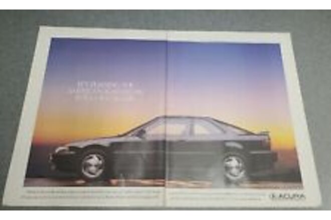 Vintage 1990 ACURA INTEGRA Car Print Ad 1990s BLACK "AMERICAN ROAD ATLAS"