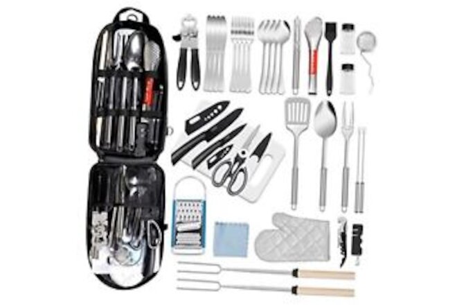 35 Pcs Camping Kitchen Utensil Set Outdoor Kitchen Gear, Outdoor Cooking and