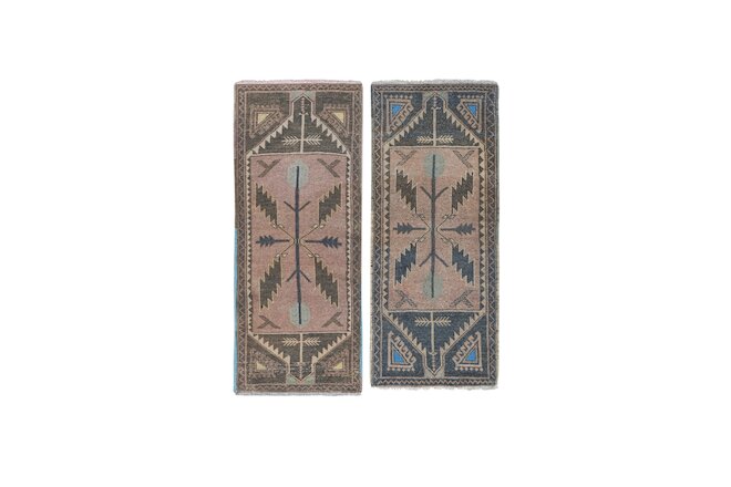 Vintage Turkish Oriental Matching Runner in Muted Colors - a Pair