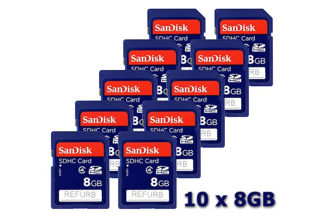 LOT 10x SanDisk SD 8GB SDHC memory card 8 G 8G GB HC, REFURB