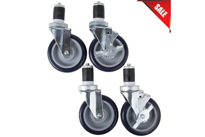 (SET OF 4) 5'' Work Table Equipment Stand Swivel Stem Casters Caster with Brakes