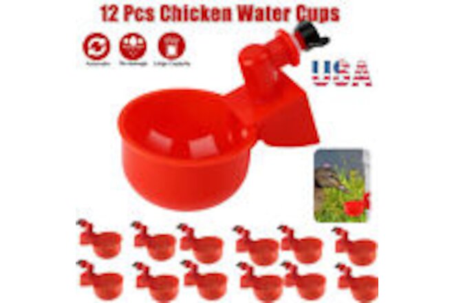 12Pack Chicken Waterer Cup Duck Quail Hen Water Poultry Automatic Feeder USA