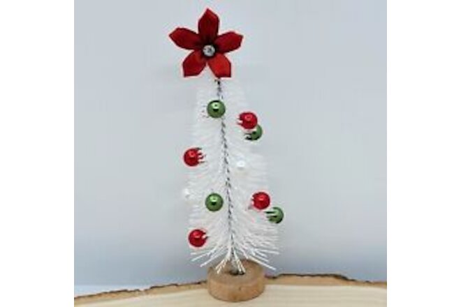 Handmade Dollhouse Christmas Tree Tiered Tray Miniature Winter Bottle Brush
