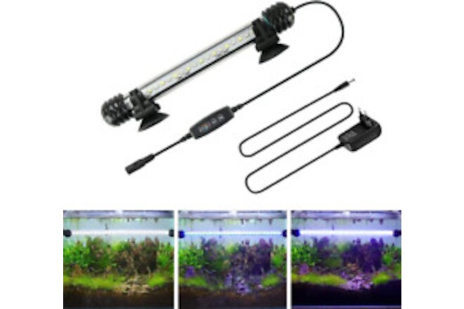 Led Aquarium Light for Fish Tank,Auto On/Off Submersible White and Blue Led Aqua