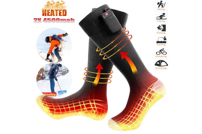 Washable Electric Heated Socks Rechargeable Battery Men Women Winter Foot Warmer