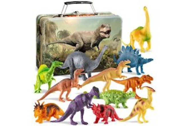 Dinosaur Toys - 12 7-Inch Realistic Dinosaurs Figures with Storage Box |Dino Toy