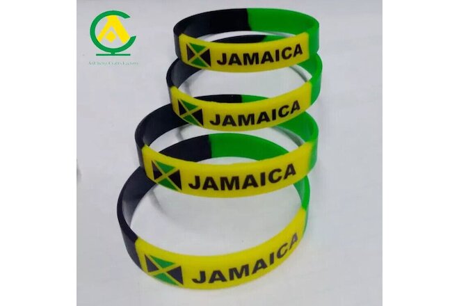 JAMAICA Country Flag Flexible Silicone Bracelet WristBand 5Pcs