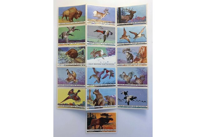 LOT (16) NATIONAL WILDLIFE FEDERATION STAMPS (1938) "HELP RESTORE OUR WILDLIFE"
